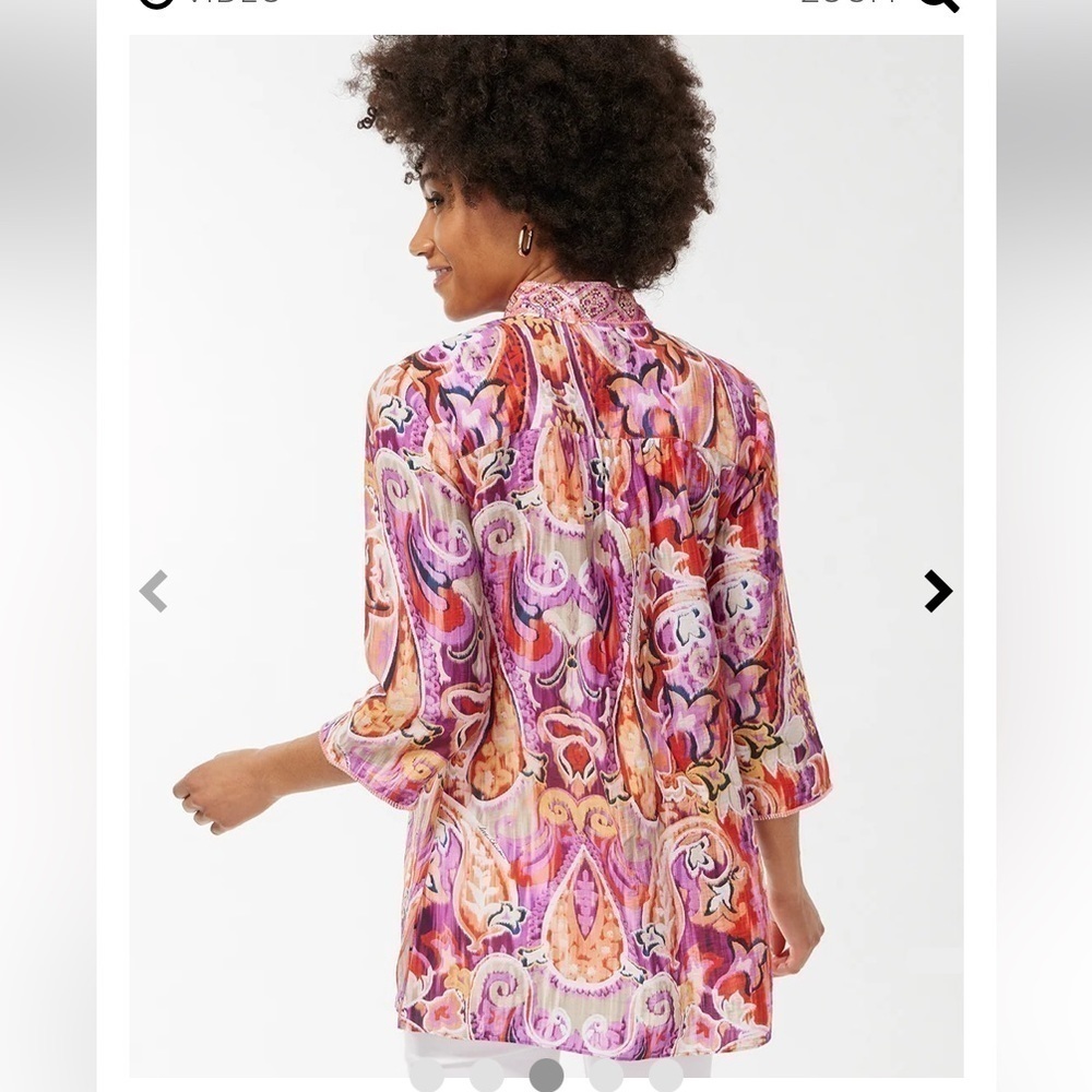Chicos 40th Anniversary Paisley Multicolor Beaded Tunic - Picture 3 of 10
